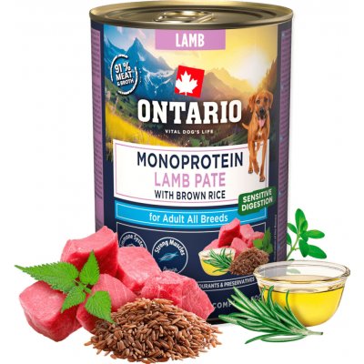 Ontario Adult monoprotein jehněčí pate s hnědou rýží 400 g – Hledejceny.cz