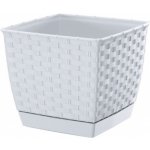 Prosperplast RATOLLA SQUARE Květináč s miskou 22x22x18,9 cm ratan bílý – Hledejceny.cz