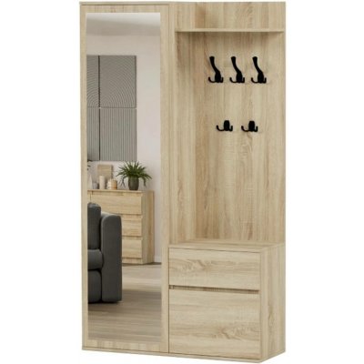 Framire Skříň do předsíně V5 se zrcadlem a sedátkem Sonoma 100 cm – Zboží Mobilmania
