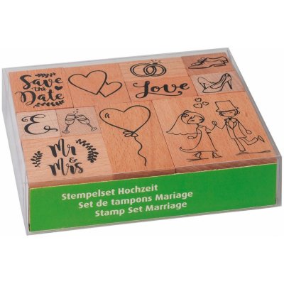 Dřevěná sada 11 razítek Svatba – Zboží Dáma