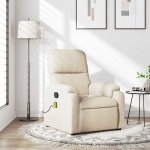 vidaXL Masážní polohovací křeslo tkanina z mikrovlákna 373455 Béžová – Zboží Dáma