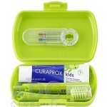 CURAPROX Kids travel set zelený 1x zubní kartáček, 2x mezizubní kartáček CPS, 1x zubní pasta máta 6+ 10 ml, 1x nálepka – Zboží Dáma