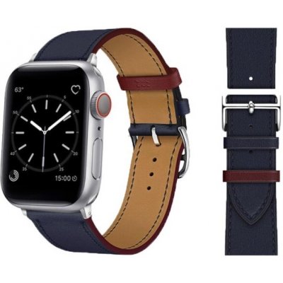 Crested Kožený řemínek pro Apple Watch 42, 44 a 45 mm s dvojitou ocelovou přezkou temně modrý YACZ-Y972 – Sleviste.cz