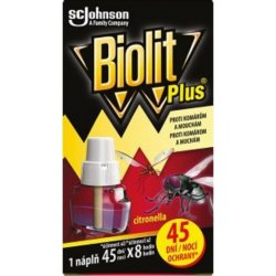 Biolit Plus Náplň do elektrického odpařovače s vůní citronelly proti komárům a mouchám 45 nocí 31 ml