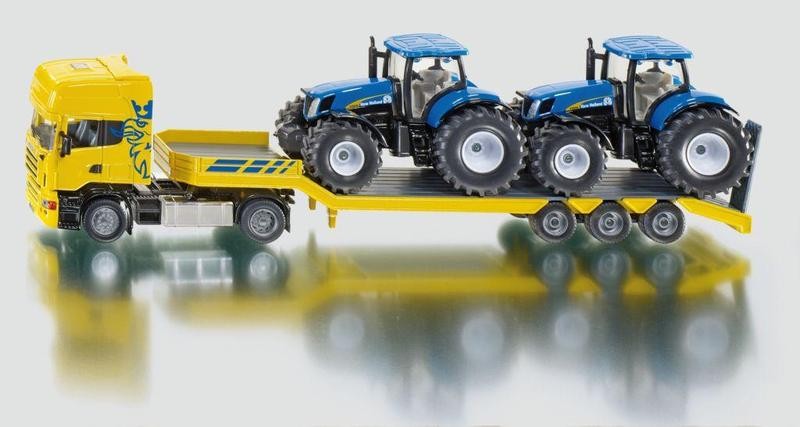 Siku Farmer Scania s přívěsem a 2 traktory New Holland T 1:50