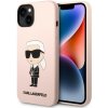 Pouzdro a kryt na mobilní telefon Apple Karl Lagerfeld Silicone MagSafe KLHMP14SSNIKBCP - iPhone 15 / iPhone 14 / iPhone 13 - Pink Ikonik KF2340714