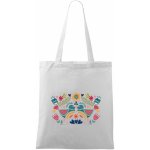 Taška malá 42x38 cm, Folklor - dva barevní ptáčci, bílá – Hledejceny.cz