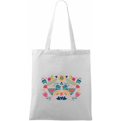 Taška malá 42x38 cm, Folklor - dva barevní ptáčci, bílá – Hledejceny.cz