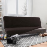 Nueva Textura strečový potah na sedačku - dvojkřeslo s dřevěnými rukojeťmi Niagara čokoládový 130 - 160 cm – Zbozi.Blesk.cz