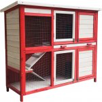 Wiltec králíkárna červenobílá 1175 x 410 x 1000 mm 4 dvířky a schody Wilte – Zboží Dáma