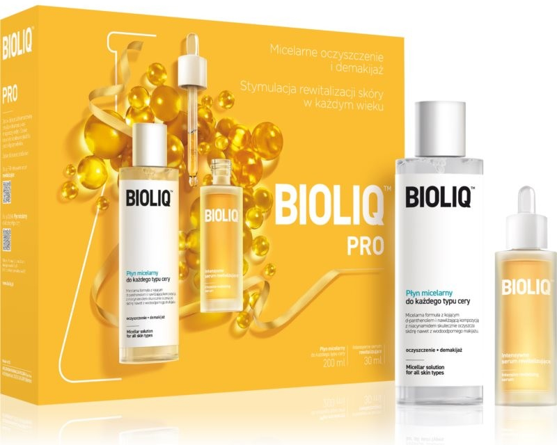 Bioliq PRO micelární čisticí voda na obličej a oči 200 ml + intenzivní hydratační sérum na obličej, krk a dekolt 30 ml