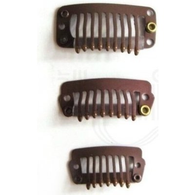 Vlasové sponky/ hřebínky CLIP IN - barva hnědá 2,4cm / 10 ks. Barva: Černá – Zboží Dáma