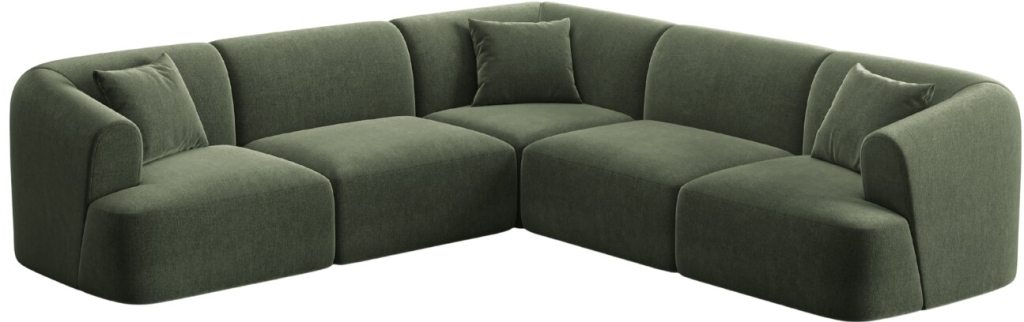Cosmopolitan Design Rohová pohovka Campi Zelená sametová 255 cm levá/pravá