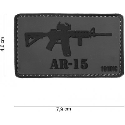 Gumová nášivka 101 Inc zbraň AR-15 - šedá – Hledejceny.cz