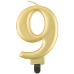 GoDan Narozeninová svíčka na dort 9 metalická zlatá 8 cm – Zboží Dáma