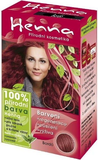 Henna přírodní barva na vlasy Bordó 121 prášková 33 g od 85 Kč - Heureka.cz