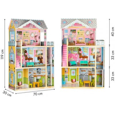 Ecotoys Dřevěný domeček pro panenky s výtahem a nábytkem – Zboží Mobilmania