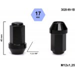 Kolová matice M12x1,25 kužel uzavřená odlehčená, klíč 17 , černá, výška 40 mm | Zboží Auto