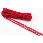 Bavlněná paličkovaná krajka - s obloučky - červená - šířka 0,9 cm – Zboží Dáma
