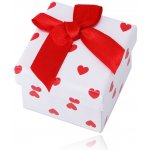 Šperky Eshop Dárková krabička bílé barvy červená srdíčka mašlička Y48.10 – Zboží Dáma