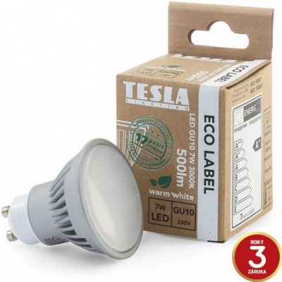 Tesla LED žárovka GU10 7W 230V 550lm 25 000h 3000K teplá bílá 100°