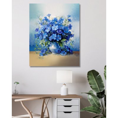 ZUTY Obrazy na stěnu - Modrá nádhera v kytici květů Rozměr: 40x50 cm, Rámování: vypnuté plátno na rám – Zboží Mobilmania
