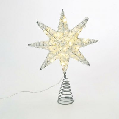 ACA Lighting stříbrná hvězda na stromeček 20 MINI WW LED na baterie 3xAA IP20 28x5x20cm X112011281 – Zboží Mobilmania