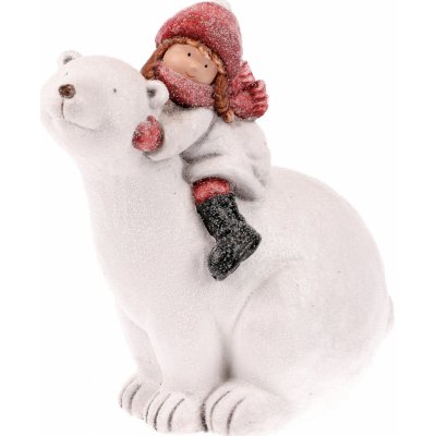 Autronic Holčička na ledním medvědovi vánoční dekorace magnéziová keramika MT442