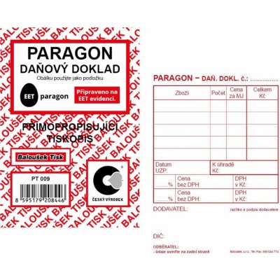Baloušek Tisk PT009 Paragon daňový doklad A7 samopropisovací – Zboží Mobilmania
