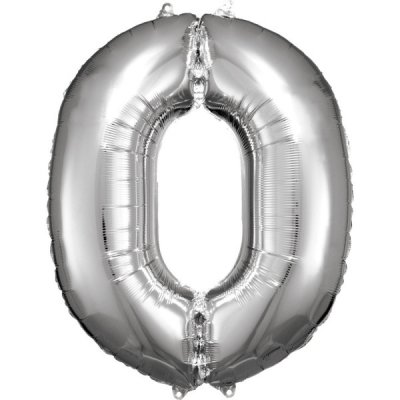 Amscan Balónek fóliový narozeniny číslo 0 stříbrný 86 cm – Zboží Mobilmania