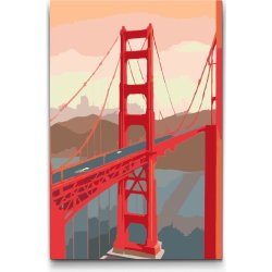 Vymalujsisam.cz Malování podle čísel Golden gate z blízka Velikost 20 x 30 cm Rámování Na dřevěné desce