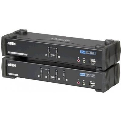 Aten CS-1782A KVM přepínač 2-port DVI KVMP USB, usb hub, audio 7.1, kabely – Zboží Mobilmania