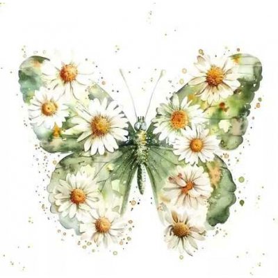 Ti-flair Ubrousek 33x33cm Motýl & Margarety – Zboží Mobilmania