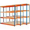 Skladový regál Fistar 3x Regál 1800 x 1600 x 600 mm lak 4 police modro oranžový