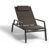 Zahradní židle a křeslo Diphano Hliníkové relaxační křeslo s teakovými područkami Selecta, 130x73x47,5 cm, rám hliník barva bílá (white), výplet Batyline barva šedobéžová (sand), vč. podhlavníku