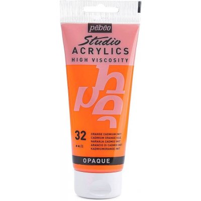 Pebeo akrylové barvy Studio Acrylics 100 ml 032 kadmium oranžová – Sleviste.cz