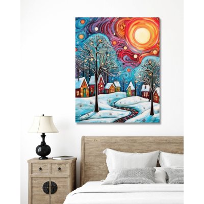ZUTY Obrazy na stěnu - Barevná zimní idylka Rozměr: 40x50 cm, Rámování: vypnuté plátno na rám