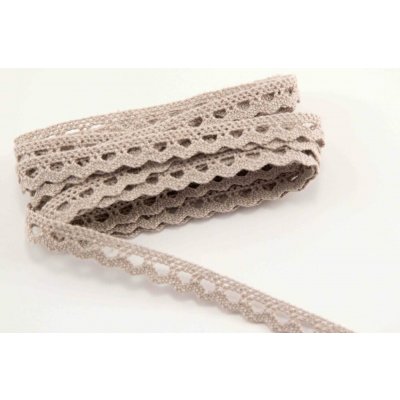 Bavlněná paličkovaná krajka - s obloučky - kakaová - šířka 1 cm – Zboží Mobilmania