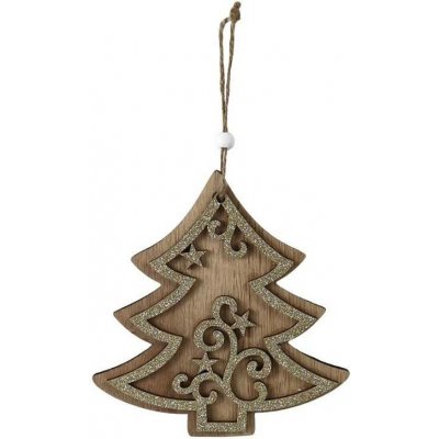 Závěs dřevo strom zdobený přírodní 14x14,5 cm – Hledejceny.cz