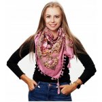 dámský šátek D18 růžový s třásněmi – Zboží Mobilmania