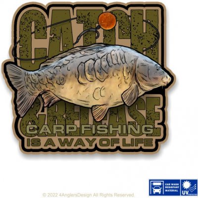 4anglersdesign Rybářská samolepka na auto Carp fishing is a way of life