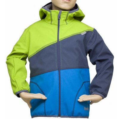 Fantom dětská bunda softshell trojbarevná tyrkysovo-šedo-limetková