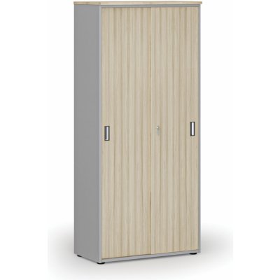 Primo Skříň se zasouvacími dveřmi GRAY, 1781 x 800 x 420 mm, šedá/dub přírodní – Zbozi.Blesk.cz