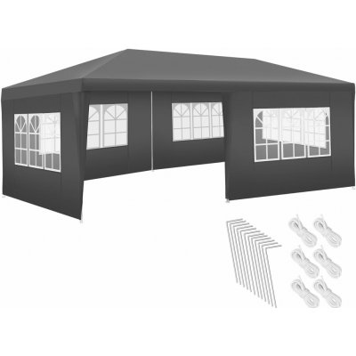 tectake 405968 pavilon novara s 5 bočními částmi, vodotěsný, 6x3m šedá – Zboží Dáma