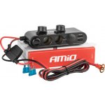 Amio Rozbočovač do auta 3x12/24V | 2x USB 4.8A | 1x USB QC3.0 | 1x USB-C PD30W + integrovaný voltmetr | Zboží Auto