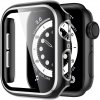 Obal a kryt k chytrým hodinkám AW Lesklé prémiové ochranné pouzdro s tvrzeným sklem pro Apple Watch Velikost sklíčka: 38mm, Barva: Černé tělo / stříbrný obrys IR-AWCASE006