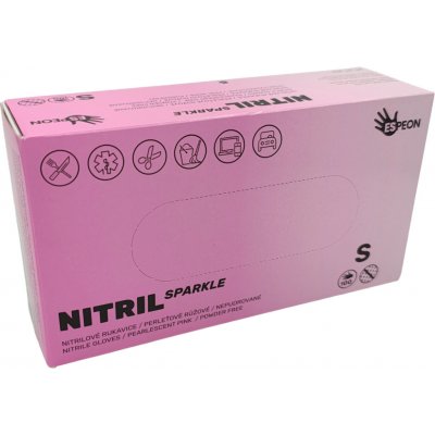 ESPEON NITRIL SPARKLE nepudrované perleťově růžové 100 ks – Zboží Dáma