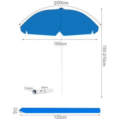 Malatec 10193 Slunečník modrý 200 cm – Zbozi.Blesk.cz