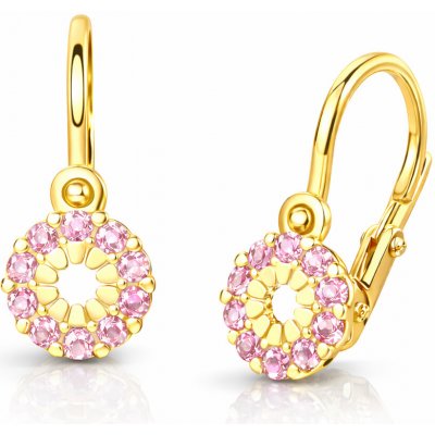 Soliter Dětské zlaté náušnice s růžovými zirkony 239 001 00516 – Zboží Mobilmania