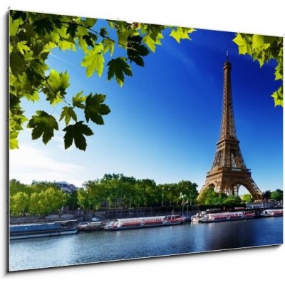 Skleněný obraz 1D - 100 x 70 cm - Seine in Paris with Eiffel tower Seina v Paříži s Eiffelovou věží – Zboží Mobilmania